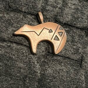 Navajo Native American Copper Tone Bear Pendant